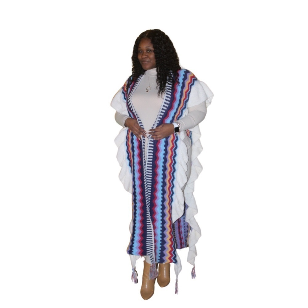 Colorful Zigzag Patterned Poncho - Picture 2 of 6